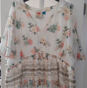 Farm Rio for Anthropologie Floral Blouse, EUC Size XL